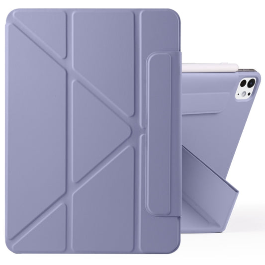 For iPad Pro 11 2024 Fixed Buckle Magnetic Deformation Leather Tablet Case(Lavender Purple) - iPad Pro 11 2024 Cases by buy2fix | Online Shopping UK | buy2fix