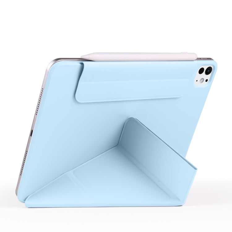 For iPad Pro 13 2024 Fixed Buckle Magnetic Deformation Leather Tablet Case(Ice Blue) - iPad Pro 13 2024 Cases by buy2fix | Online Shopping UK | buy2fix