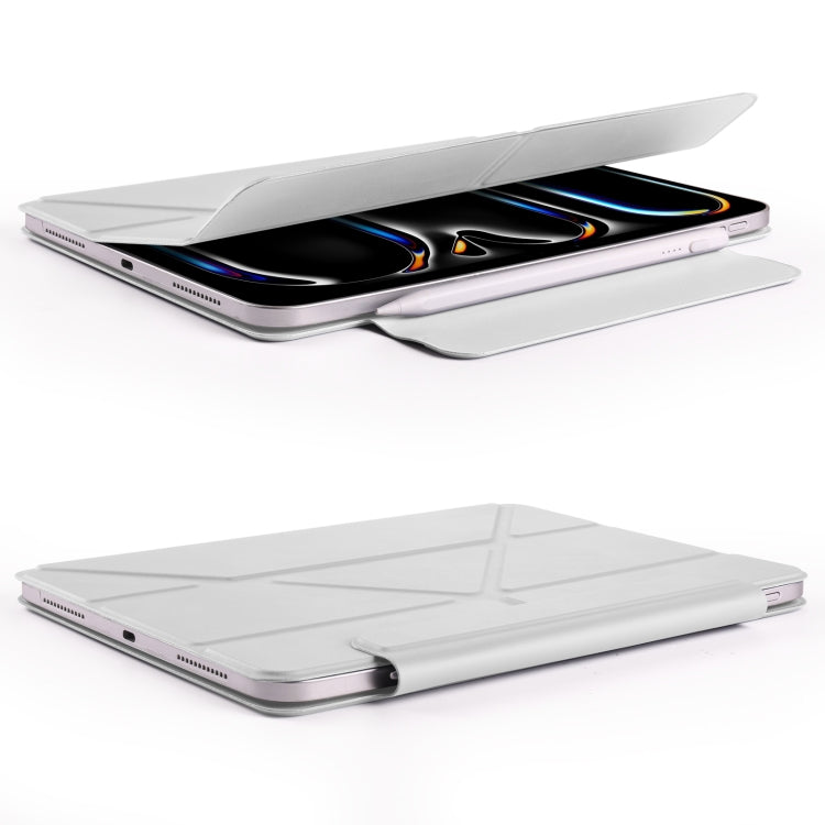 For iPad Pro 11 2022 / 2021 / 2020 Fixed Buckle Magnetic Deformation Leather Tablet Case(Grey) - iPad Pro 11 (2022/2021) Cases by buy2fix | Online Shopping UK | buy2fix