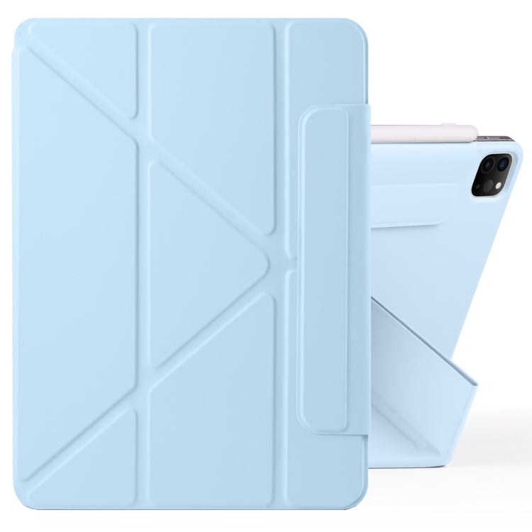 For iPad Pro 12.9 2022 / 2021 / 2020 Fixed Buckle Magnetic Deformation Leather Tablet Case(Ice Blue) - iPad Pro 12.9 (2022/2021) Cases by buy2fix | Online Shopping UK | buy2fix