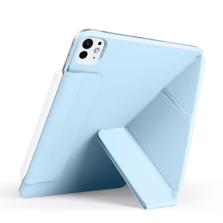 For iPad Pro 12.9 2022 / 2021 / 2020 Fixed Buckle Magnetic Deformation Leather Tablet Case(Ice Blue) - iPad Pro 12.9 (2022/2021) Cases by buy2fix | Online Shopping UK | buy2fix