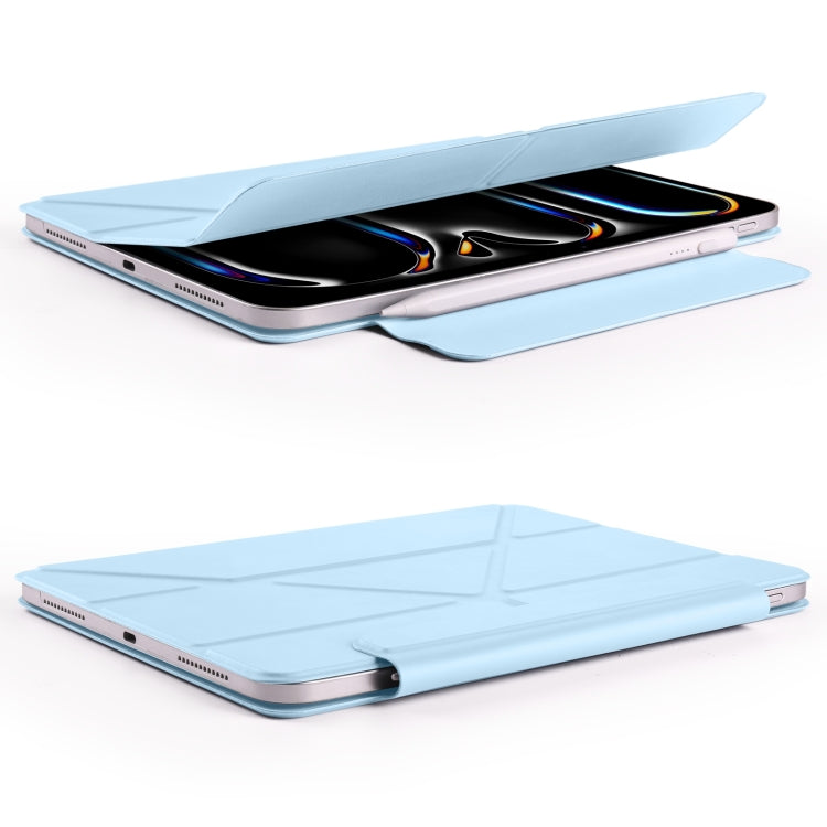 For iPad Pro 12.9 2022 / 2021 / 2020 Fixed Buckle Magnetic Deformation Leather Tablet Case(Ice Blue) - iPad Pro 12.9 (2022/2021) Cases by buy2fix | Online Shopping UK | buy2fix