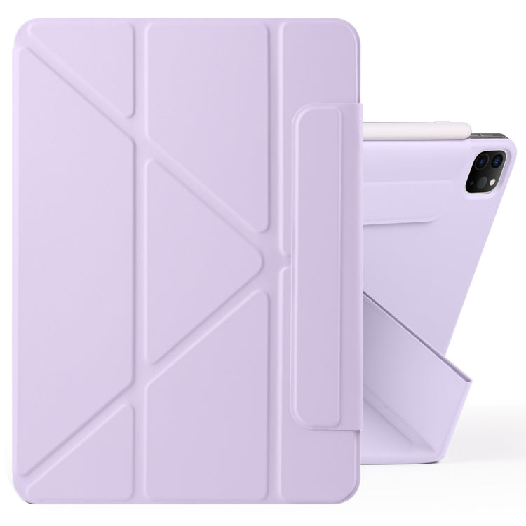 For iPad Pro 12.9 2022 / 2021 / 2020 Fixed Buckle Magnetic Deformation Leather Tablet Case(Purple) - iPad Pro 12.9 (2022/2021) Cases by buy2fix | Online Shopping UK | buy2fix