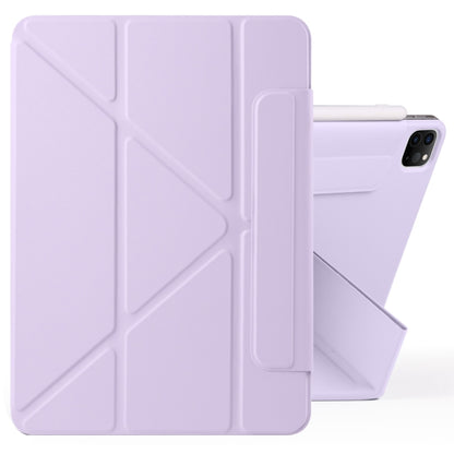 For iPad Pro 12.9 2022 / 2021 / 2020 Fixed Buckle Magnetic Deformation Leather Tablet Case(Purple) - iPad Pro 12.9 (2022/2021) Cases by buy2fix | Online Shopping UK | buy2fix