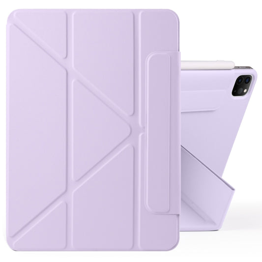 For iPad Pro 12.9 2022 / 2021 / 2020 Fixed Buckle Magnetic Deformation Leather Tablet Case(Purple) - iPad Pro 12.9 (2022/2021) Cases by buy2fix | Online Shopping UK | buy2fix