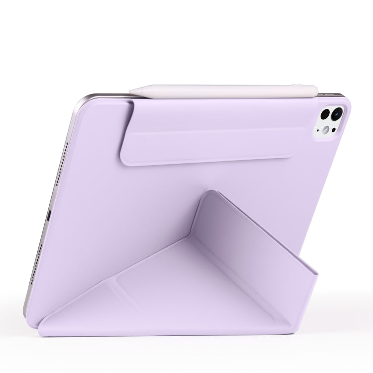 For iPad Pro 12.9 2022 / 2021 / 2020 Fixed Buckle Magnetic Deformation Leather Tablet Case(Purple) - iPad Pro 12.9 (2022/2021) Cases by buy2fix | Online Shopping UK | buy2fix