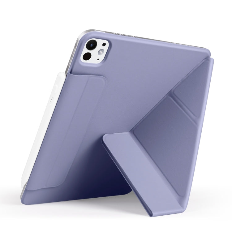 For iPad Pro 12.9 2022 / 2021 / 2020 Fixed Buckle Magnetic Deformation Leather Tablet Case(Lavender Purple) - iPad Pro 12.9 (2022/2021) Cases by buy2fix | Online Shopping UK | buy2fix
