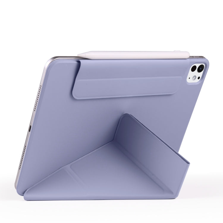 For iPad Pro 12.9 2022 / 2021 / 2020 Fixed Buckle Magnetic Deformation Leather Tablet Case(Lavender Purple) - iPad Pro 12.9 (2022/2021) Cases by buy2fix | Online Shopping UK | buy2fix