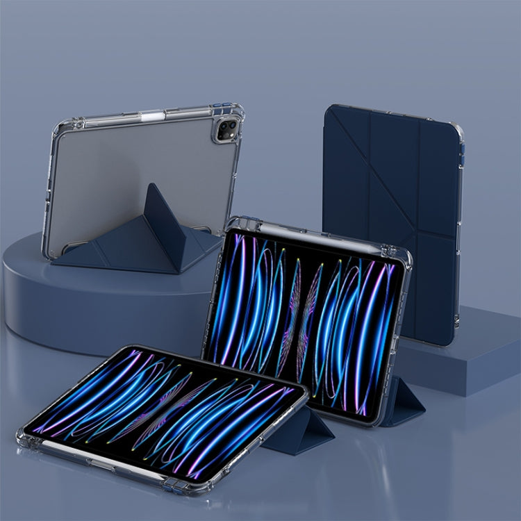 For iPad Air 13 2024 / 2025 mutural Y-Shape Deformation Leather Tablet Case(Navy Blue) by Mutural