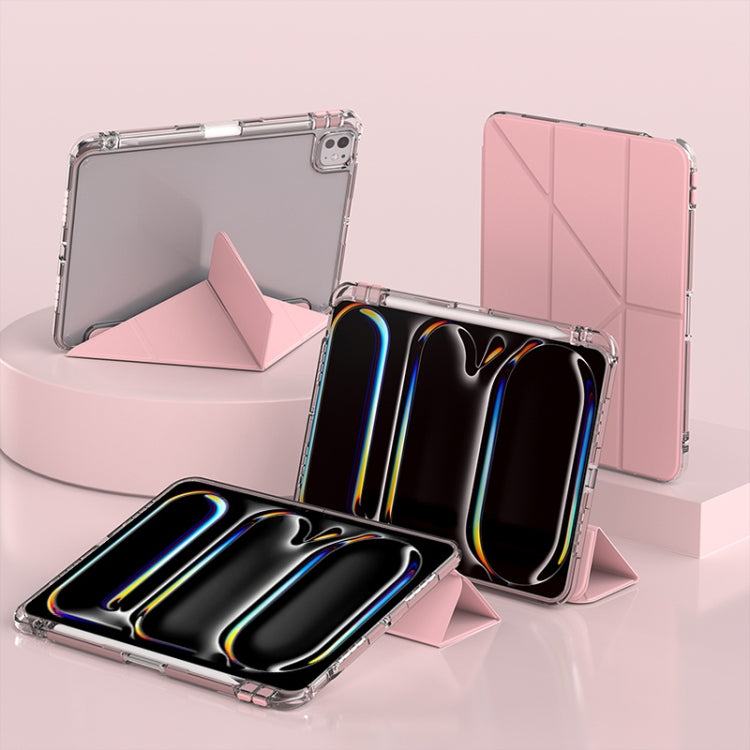For iPad Pro 11 2025 / 2024 mutural Y-Shape Deformation Leather Tablet Case(Pink) by Mutural