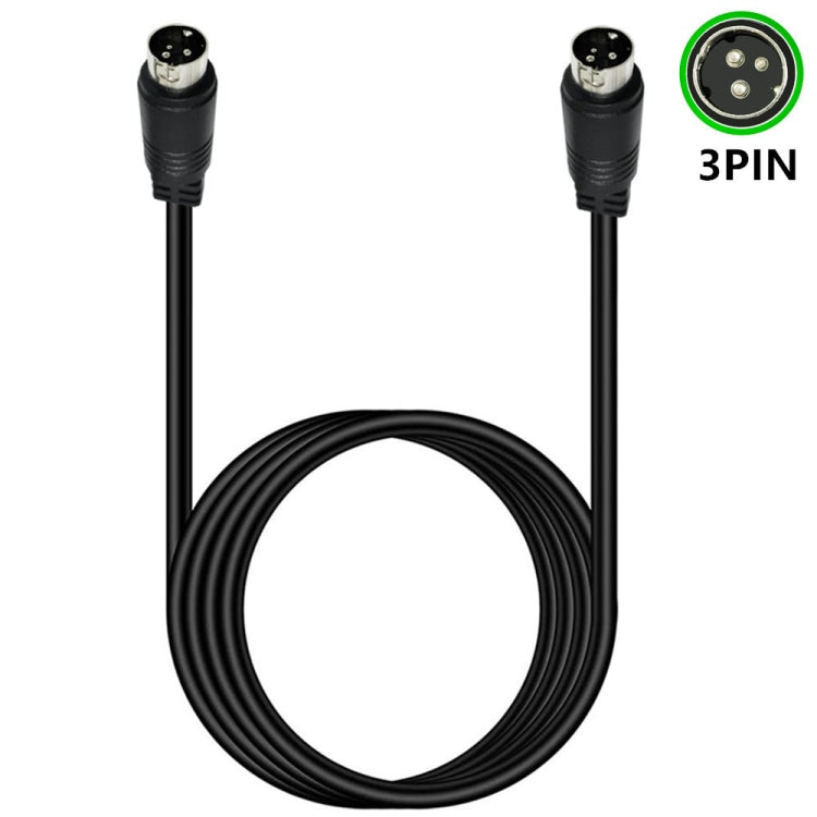Middle DIN Male to Male 3 Pin Audio Power Signal Adapter Cable, Length:1.5m(Black) - Others by buy2fix | Online Shopping UK | buy2fix