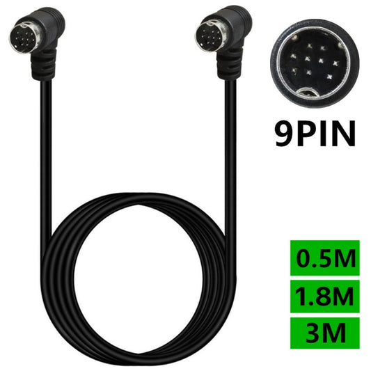 Double Curved mini DIN 9 Pin TV Audio Adapter Cable, Length:3m(Black) - Others by buy2fix | Online Shopping UK | buy2fix