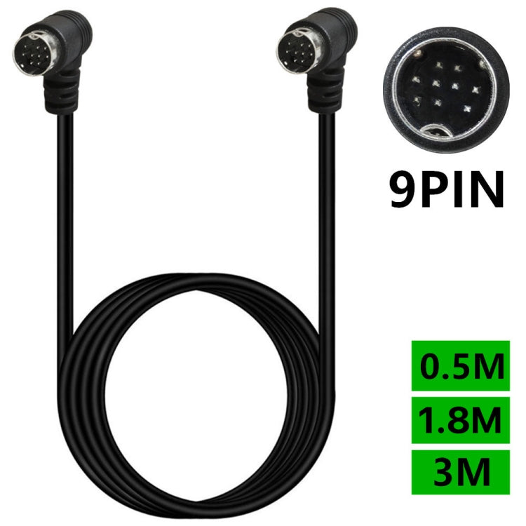 Double Curved mini DIN 9 Pin TV Audio Adapter Cable, Length:1.8m(Black) - Others by buy2fix | Online Shopping UK | buy2fix