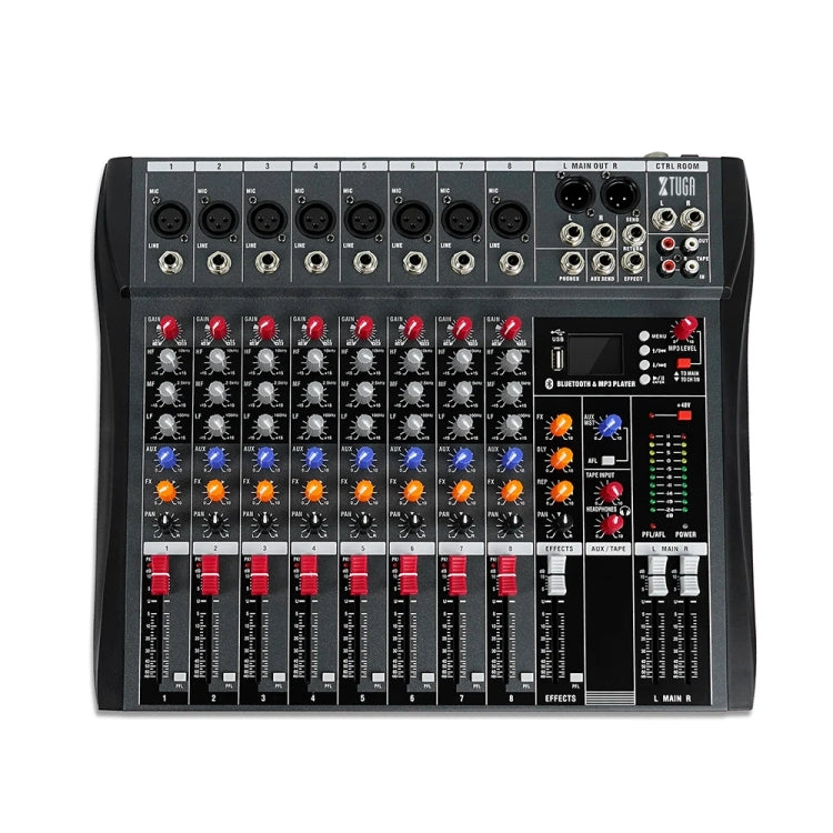 XTUGA CT80X 8-Channels Audio Mixer DJ Mixing Console with 48V Power Supply(UK Plug) - Live Sound Effects Processors by XTUGA | Online Shopping UK | buy2fix