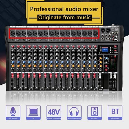 XTUGA CT160X 16-Channels Audio Mixer DJ Mixing Console with 48V Power Supply(AU Plug) - Live Sound Effects Processors by XTUGA | Online Shopping UK | buy2fix