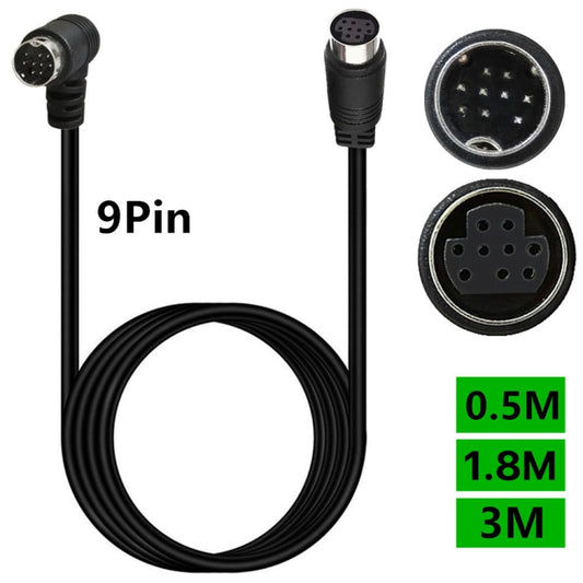 Curved mini DIN 9 Pin Male to Female TV Box Adapter Cable, Length:1.8m(Black) - Others by buy2fix | Online Shopping UK | buy2fix