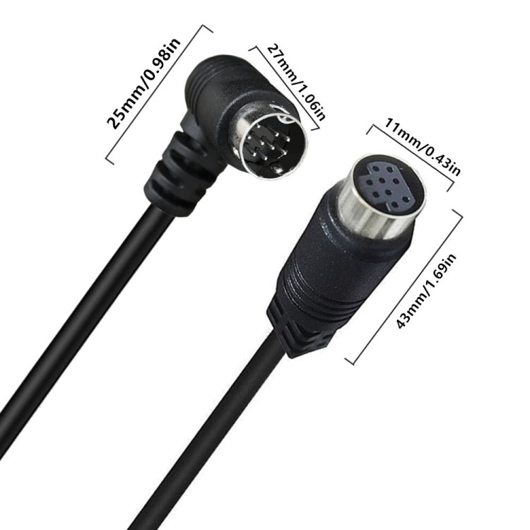 Curved mini DIN 9 Pin Male to Female TV Box Adapter Cable, Length:0.5m(Black) - Others by buy2fix | Online Shopping UK | buy2fix
