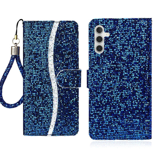For Samsung Galaxy S25+ 5G Glitter Powder Filp Leather Phone Case(Blue) by buy2fix
