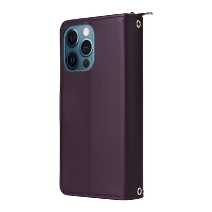 For iPhone 12 Pro Max Nine-card Slots Zipper Wallet Bag Leather Phone Case(Dark Purple) - iPhone 12 Pro Max Cases by buy2fix | Online Shopping UK | buy2fix