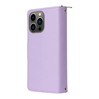 For iPhone 13 Pro Nine-card Slots Zipper Wallet Bag Leather Phone Case(Light Purple) - iPhone 13 Pro Cases by buy2fix | Online Shopping UK | buy2fix