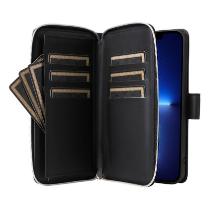 For iPhone 13 Pro Max Nine-card Slots Zipper Wallet Bag Leather Phone Case(Black) - iPhone 13 Pro Max Cases by buy2fix | Online Shopping UK | buy2fix