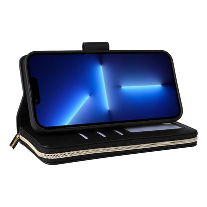 For iPhone 13 Pro Max Nine-card Slots Zipper Wallet Bag Leather Phone Case(Black) - iPhone 13 Pro Max Cases by buy2fix | Online Shopping UK | buy2fix