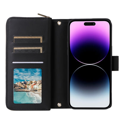 For iPhone 14 Pro Max Nine-card Slots Zipper Wallet Bag Leather Phone Case(Black) - iPhone 14 Pro Max Cases by buy2fix | Online Shopping UK | buy2fix