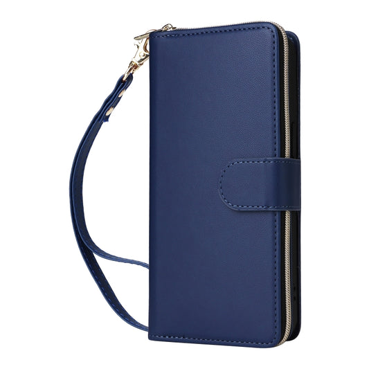 For iPhone 15 Pro Nine-card Slots Zipper Wallet Bag Leather Phone Case(Blue) - iPhone 15 Pro Cases by buy2fix | Online Shopping UK | buy2fix