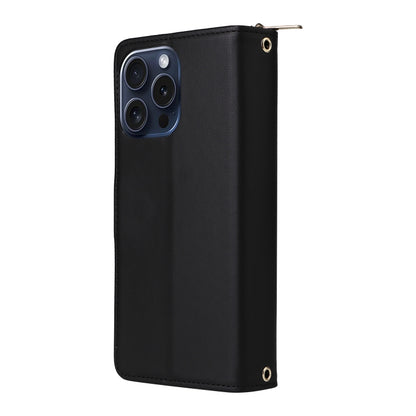 For iPhone 15 Pro Nine-card Slots Zipper Wallet Bag Leather Phone Case(Black) - iPhone 15 Pro Cases by buy2fix | Online Shopping UK | buy2fix