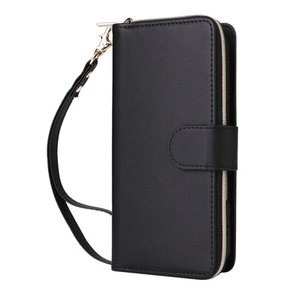 For iPhone 16 Plus Nine-card Slots Zipper Wallet Bag Leather Phone Case(Black) - iPhone 16 Plus Cases by buy2fix | Online Shopping UK | buy2fix