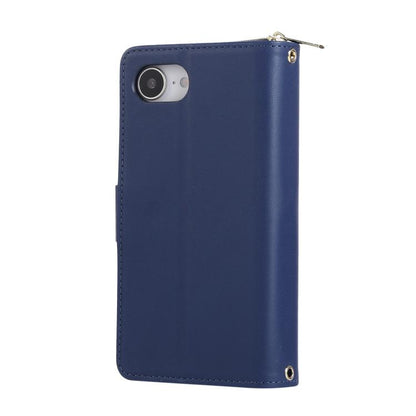 For iPhone 16e Nine-card Slots Zipper Wallet Bag Leather Phone Case(Blue) - iPhone 16e Cases by buy2fix | Online Shopping UK | buy2fix