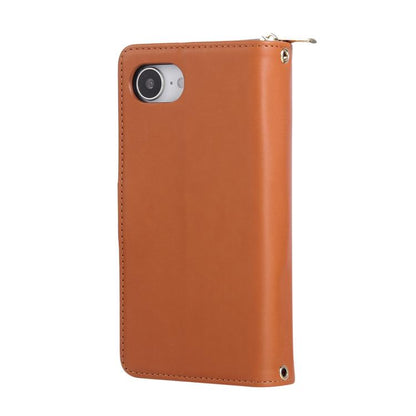 For iPhone 16e Nine-card Slots Zipper Wallet Bag Leather Phone Case(Brown) - iPhone 16e Cases by buy2fix | Online Shopping UK | buy2fix