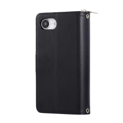 For iPhone 16e Nine-card Slots Zipper Wallet Bag Leather Phone Case(Black) - iPhone 16e Cases by buy2fix | Online Shopping UK | buy2fix