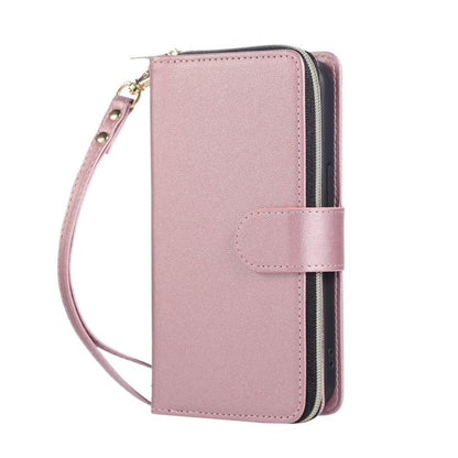 For iPhone 16e Nine-card Slots Zipper Wallet Bag Leather Phone Case(Rose Gold) - iPhone 16e Cases by buy2fix | Online Shopping UK | buy2fix