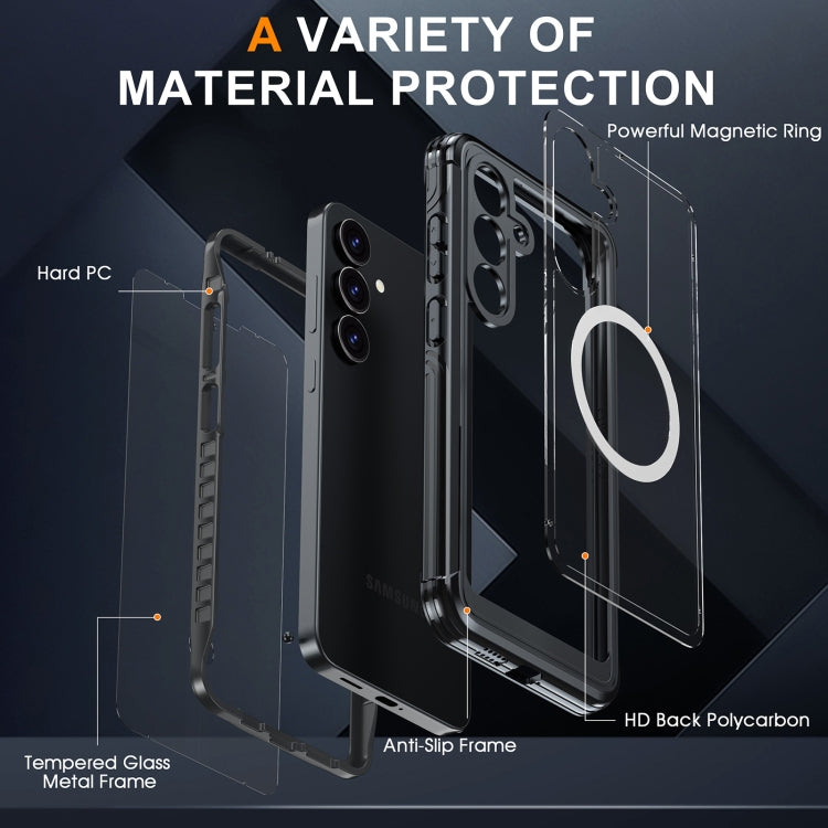 For Samsung Galaxy S25 Edge 5G RedPepper Tempered Glass MagSafe Phone Case(Black) - Galaxy S25 Edge 5G Cases by RedPepper | Online Shopping UK | buy2fix