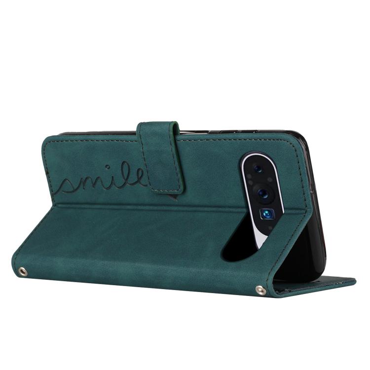 For Google Pixel 10 Pro XL Skin Feel Heart Embossed Leather Phone Case with Long Lanyard(Green) - Google Cases by buy2fix | Online Shopping UK | buy2fix