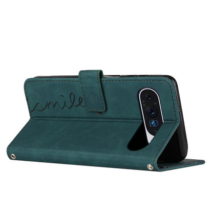 For Google Pixel 10 Pro XL Skin Feel Heart Embossed Leather Phone Case with Long Lanyard(Green) - Google Cases by buy2fix | Online Shopping UK | buy2fix