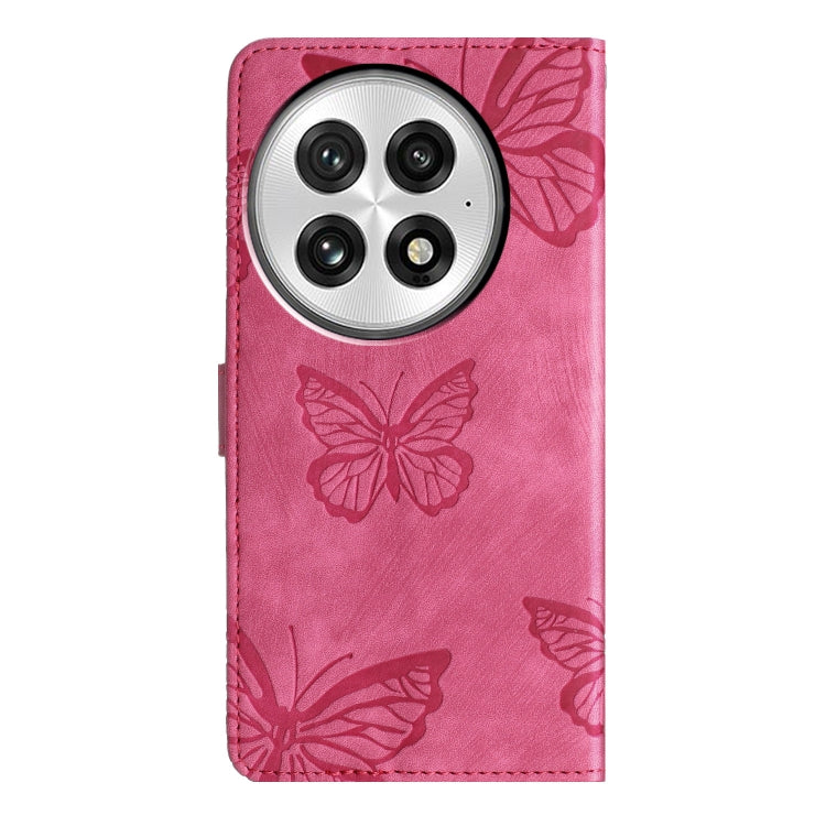 For OnePlus 13 Skin-feel Embossed Butterfly Leather Phone Case(Rose Red) - OnePlus Cases by buy2fix | Online Shopping UK | buy2fix