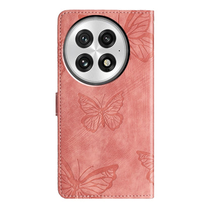 For OnePlus 13 Skin-feel Embossed Butterfly Leather Phone Case(Pink) by buy2fix