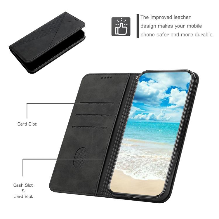 For Google Pixel 10 / 10 Pro Diamond Splicing Skin Feel Magnetic Leather Phone Case(Black) - Google Cases by buy2fix | Online Shopping UK | buy2fix