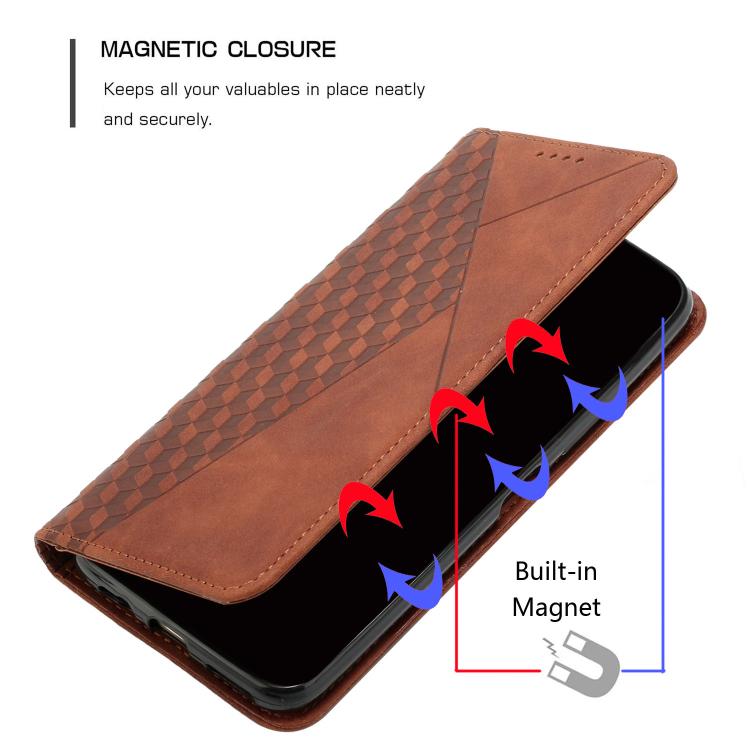 For Google Pixel 10 Pro XL Diamond Splicing Skin Feel Magnetic Leather Phone Case(Brown) - Google Cases by buy2fix | Online Shopping UK | buy2fix
