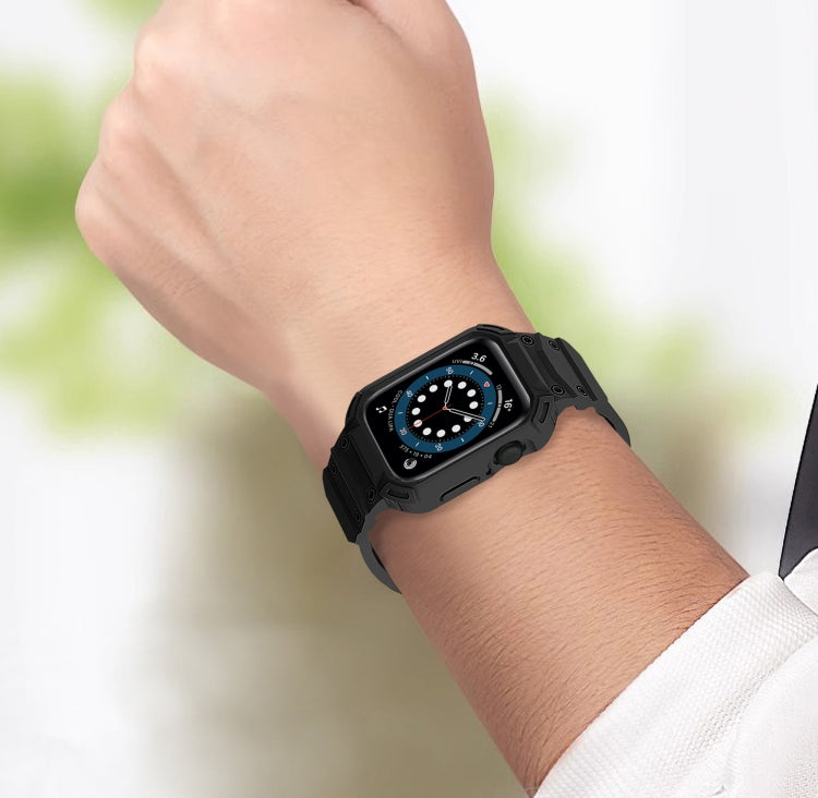 For Apple Watch Series 10 / 11 46mm Armor TPU Case Integrated Watch Band(Black) by buy2fix