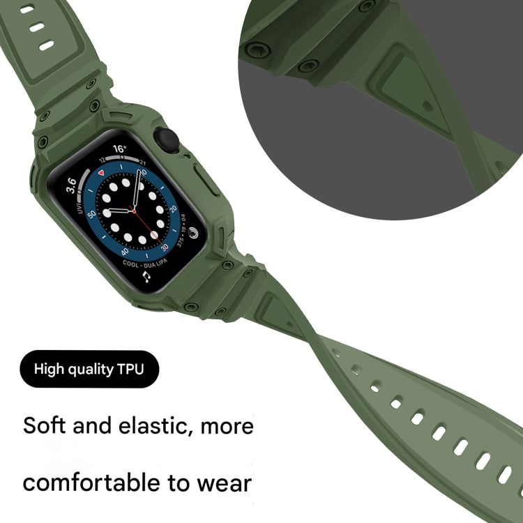 For Apple Watch Series 10 / 11 46mm Armor TPU Case Integrated Watch Band(Army Green) by buy2fix