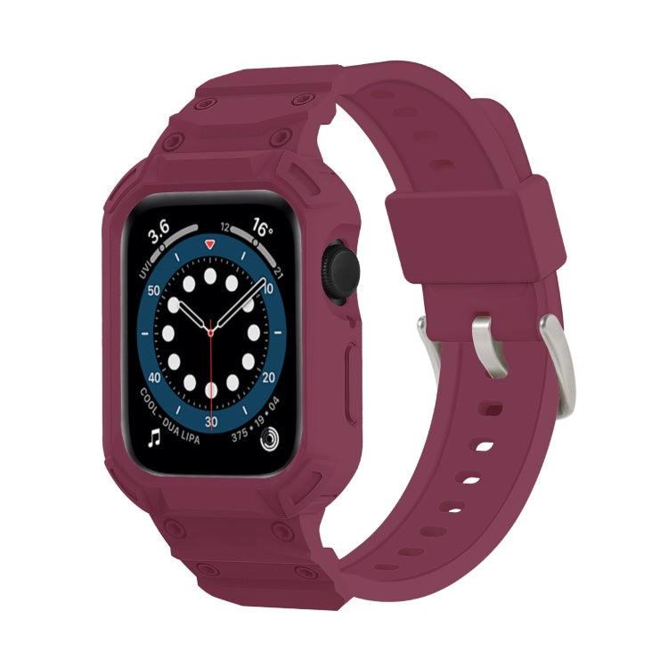 For Apple Watch Series 10 / 11 46mm Armor TPU Case Integrated Watch Band(Plum Color) by buy2fix