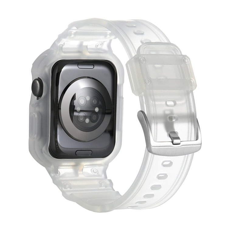 For Apple Watch Series 10 / 11 46mm Armor TPU Case Integrated Watch Band(Frosted Clear) by buy2fix