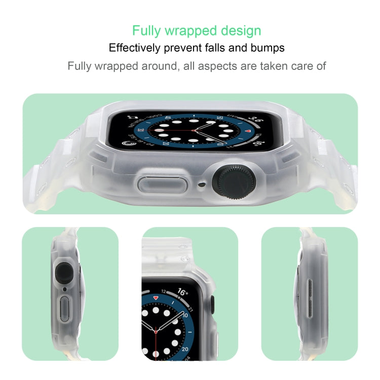 For Apple Watch Series 10 / 11 46mm Armor TPU Case Integrated Watch Band(Frosted Clear) by buy2fix