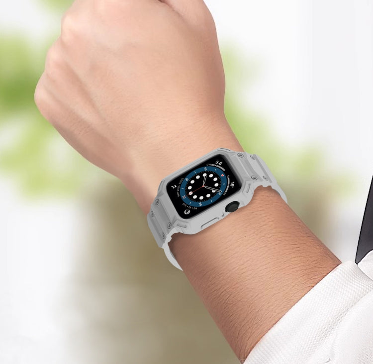 For Apple Watch Series 10 / 11 46mm Armor TPU Case Integrated Watch Band(Light Grey) by buy2fix