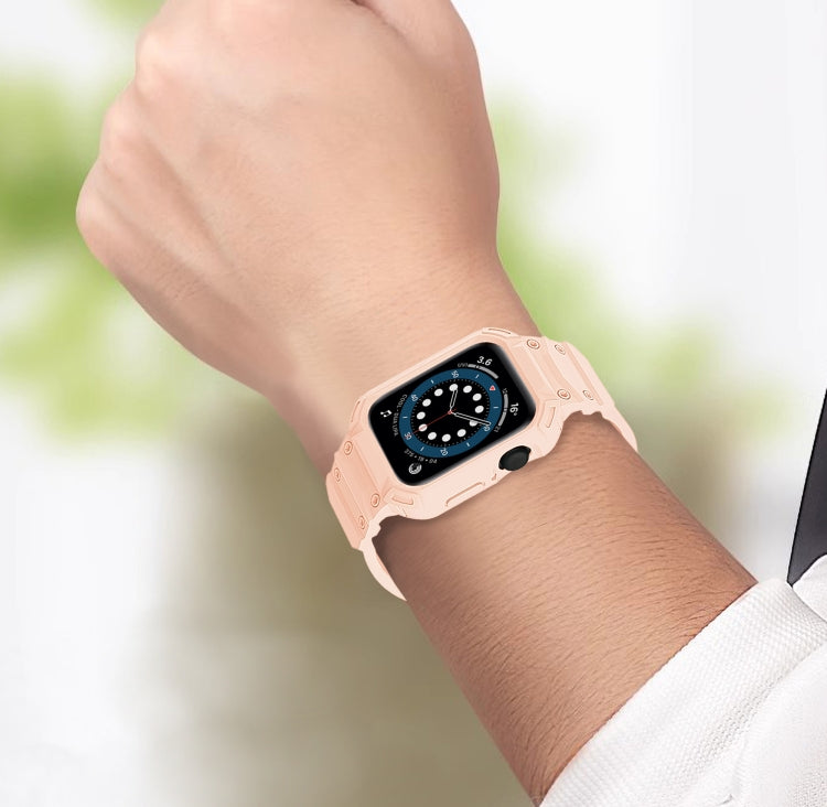 For Apple Watch Series 10 / 11 42mm Armor TPU Case Integrated Watch Band(Pink) by buy2fix