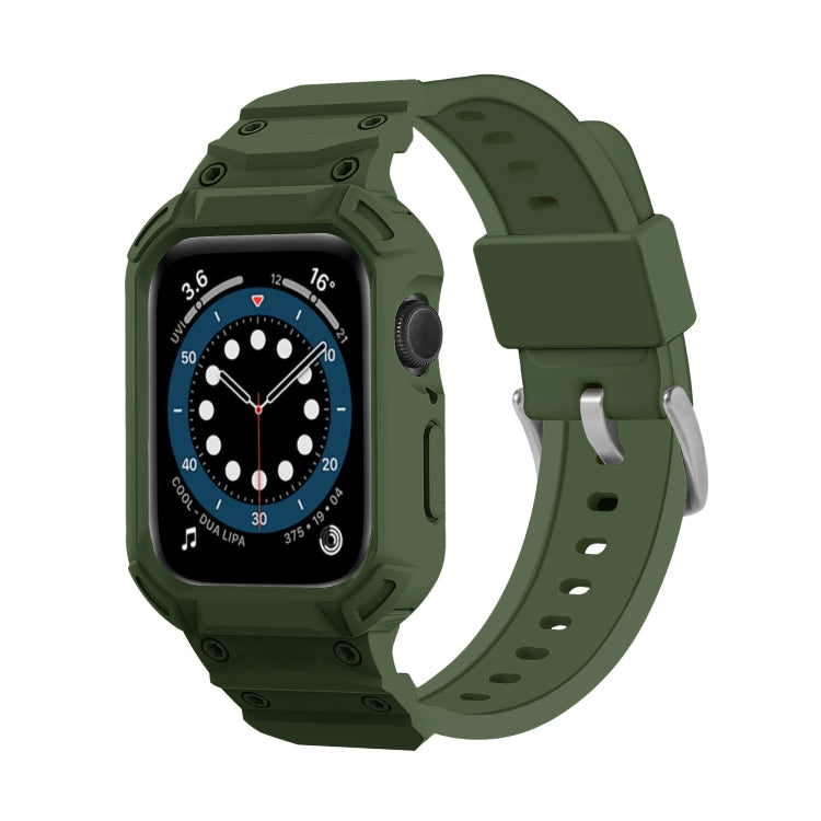 For Apple Watch Series 10 / 11 42mm Armor TPU Case Integrated Watch Band(Army Green) by buy2fix