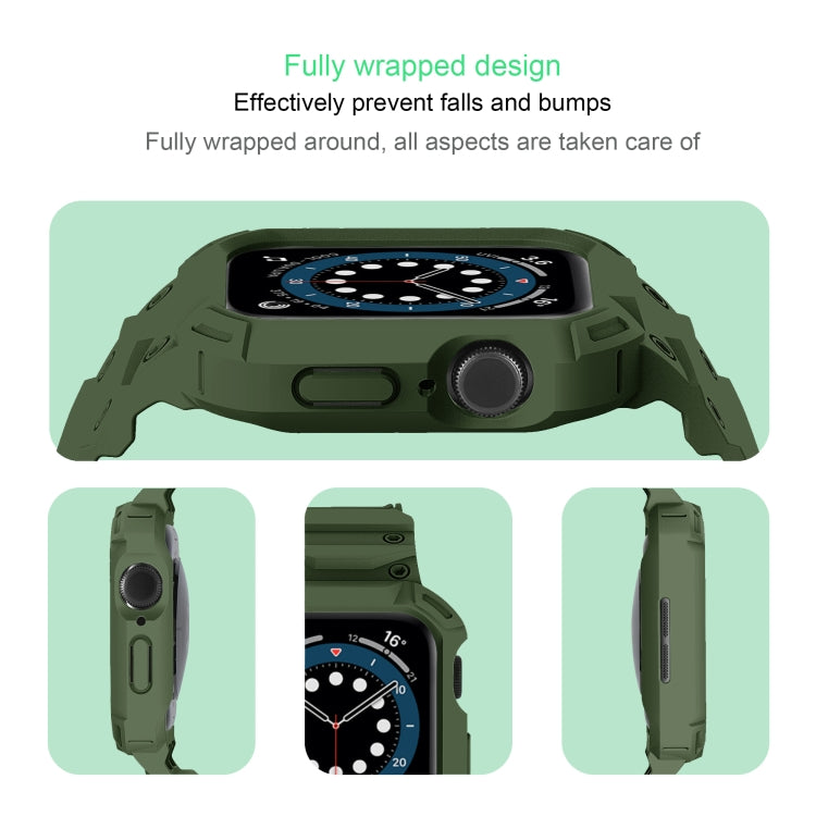 For Apple Watch Series 10 / 11 42mm Armor TPU Case Integrated Watch Band(Army Green) by buy2fix